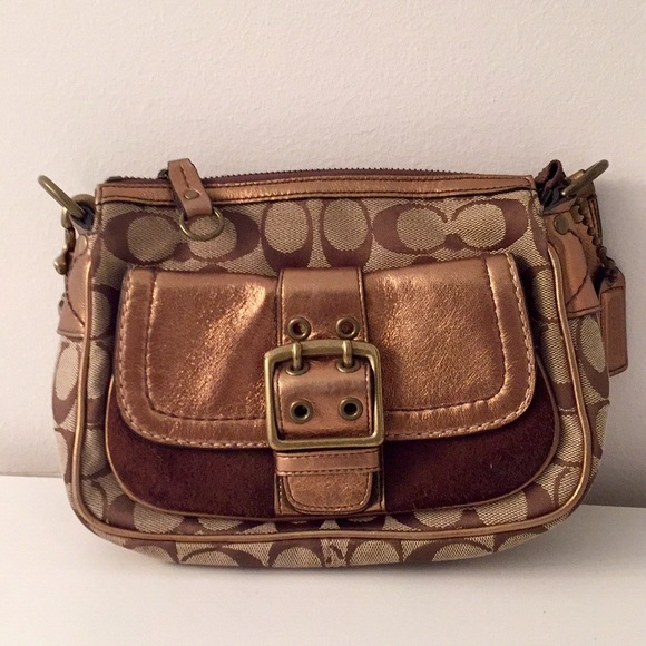 Small COACH Brown w/ Bronze Leather EUC - Picture 1 of 5
